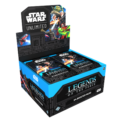 Star Wars trading card game box with booster packs on a white background