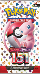 Pokemon 151 booster pack packaging on a white background