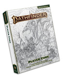 Pathfinder Player Core book cover with dragon and warrior illustration on a white background