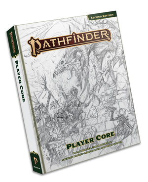 Pathfinder Player Core book cover with dragon and warrior illustration on a white background
