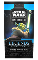 Star Wars Unlimited Legends of the Force booster pack with Yoda holding a lightsaber.