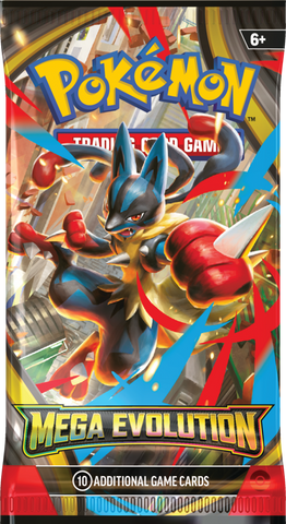 Pokémon trading card game pack featuring a Mega Evolution theme.