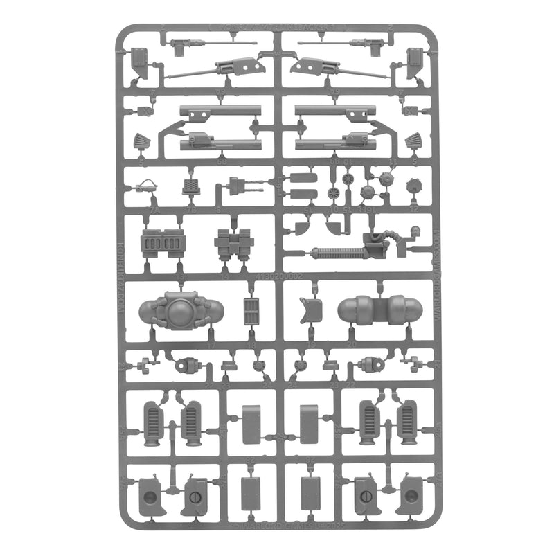 Plastic model kit components on a white background