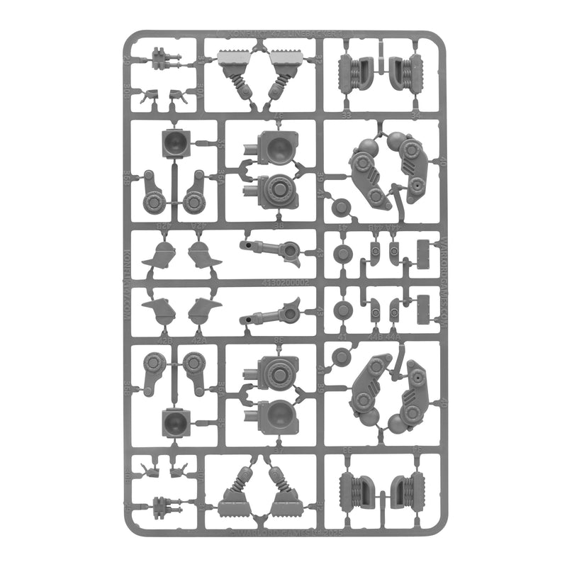 Set of small mechanical parts on a white background