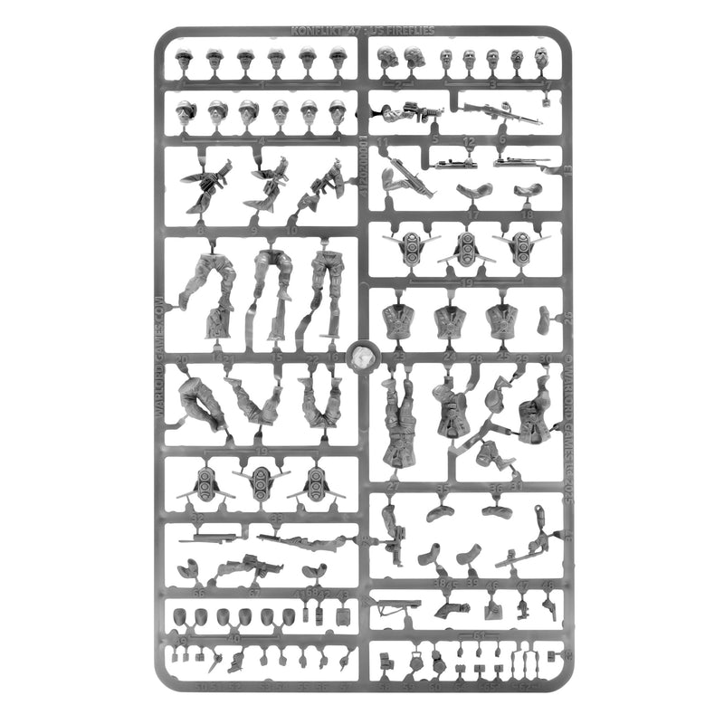 Set of small figurines and accessories on a white background