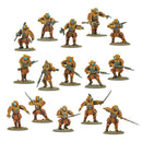 Set of miniature figures in a military or fantasy theme on a white background