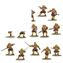 Set of miniature figures in a military or fantasy theme on a white background