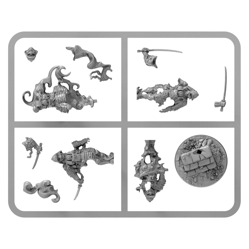 Collection of miniature figurines and accessories on a white background