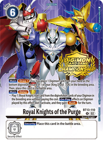 Royal Knights of the Purge [BT13-110] (Championship 2023 Tamers Pack) [Versus Royal Knights Promos]