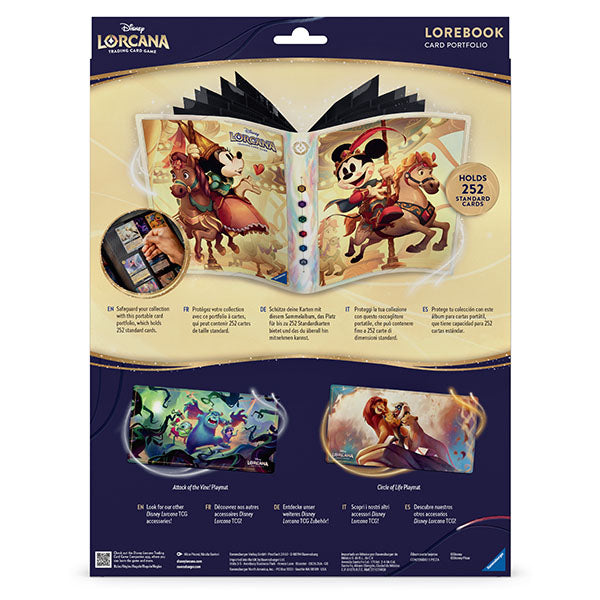Disney Lorcana Lorebook card portfolio packaging with character illustrations on a white background