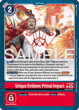 Unique Emblem: Primal Impact [P] (Dawn of Liberator Box Topper) [Promotional Cards]
