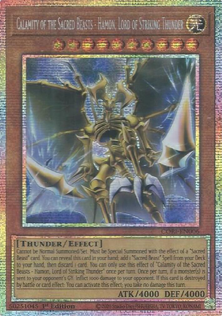 Calamity of the Sacred Beasts - Hamon, Lord of Striking Thunder (Starlight Rare) [CORI-EN006] Starlight Rare