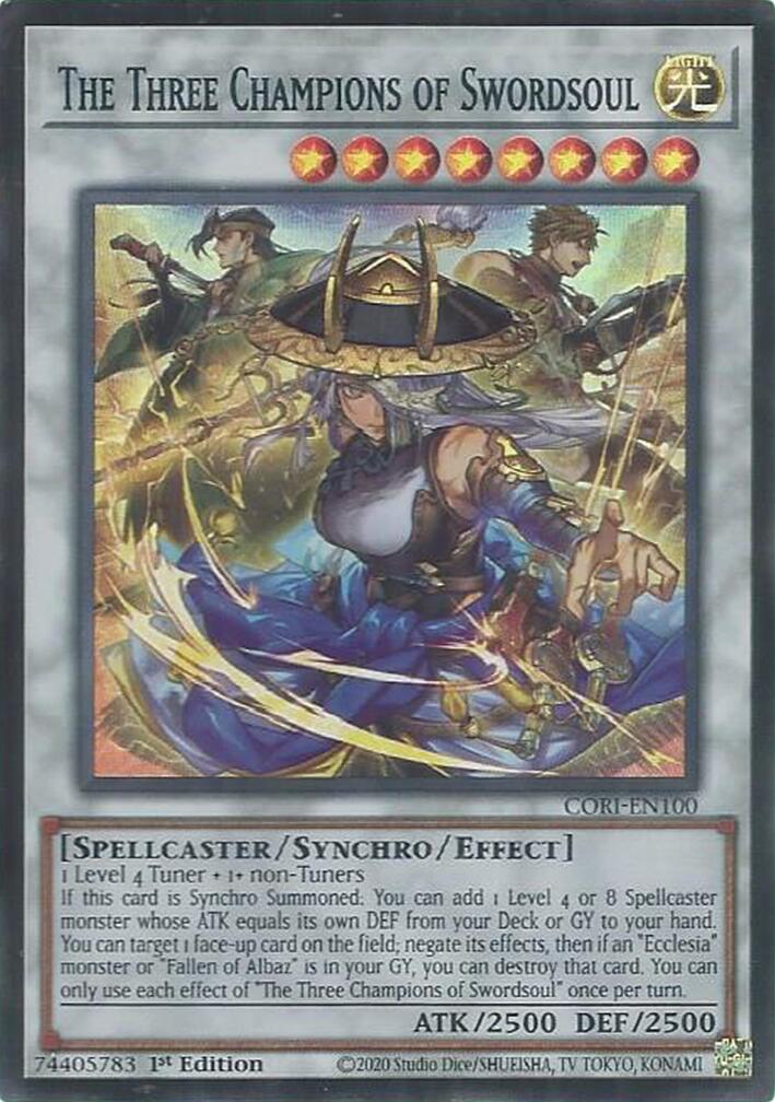 The Three Champions of Swordsoul [CORI-EN100] Super Rare