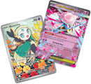 Two Pokémon trading cards, Meloetta and Mega Diancie EX, on a white background.