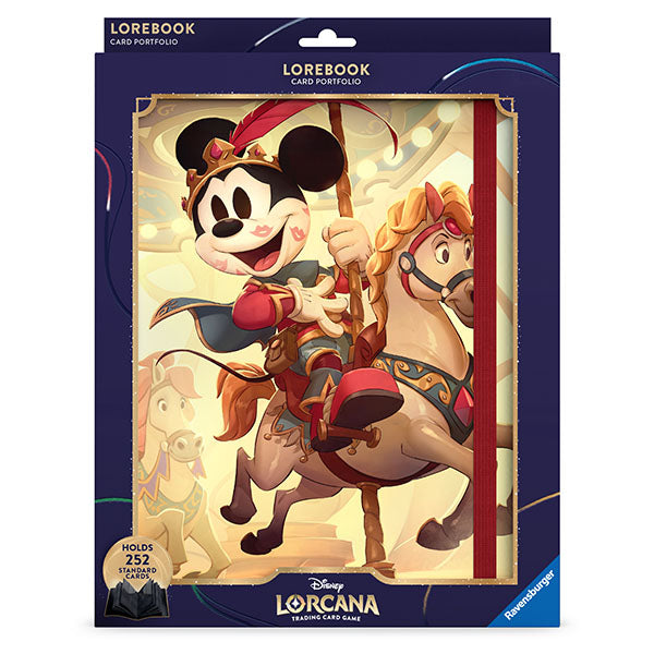 Card portfolio with a cartoon character on a horse, featuring the Lorecanan brand.