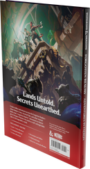 Back cover of a Dungeons & Dragons book with characters and text on a dark background