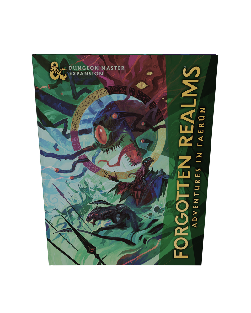 Dungeon Master's Expansion book cover titled 'Forgotten Realms: Adventures in Faerén' with fantasy artwork on a white background.