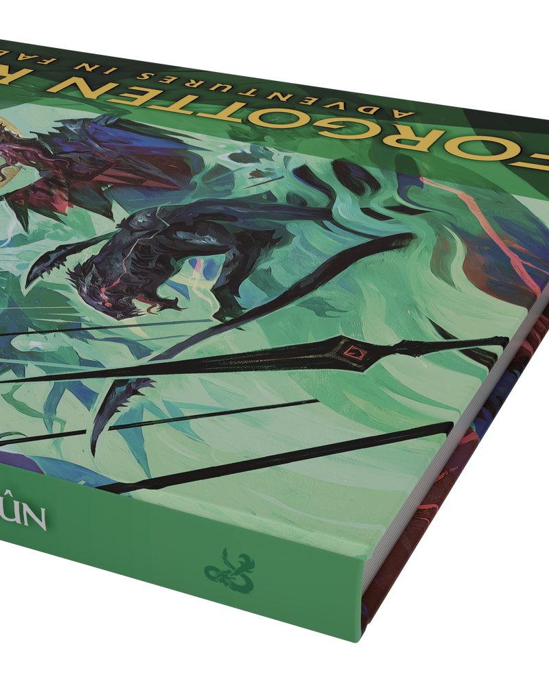 Book cover with a green and black design featuring a creature and text.