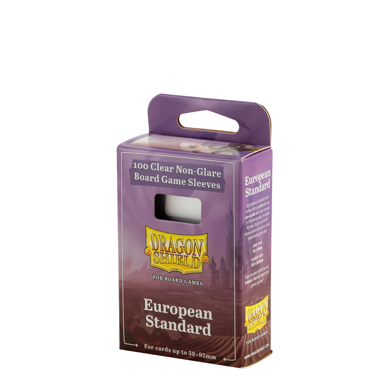 Dragon Shield European Standard board game sleeves 100 pack packaging.