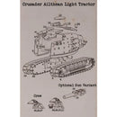 Technical drawing of a Crusader Ailthean Light Tractor with labeled parts on a beige background.