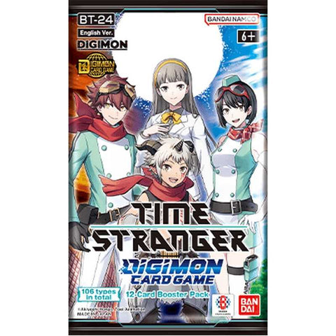 Digimon card game booster pack with characters on a white background