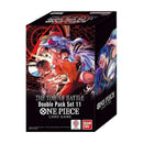 One Piece card game double pack set box with characters on a white background