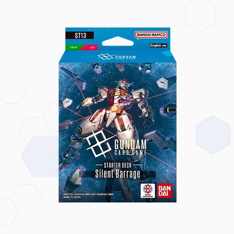 Gundam Card Game Silent Barrage ST13 Starter Deck packaging featuring Gundam artwork.