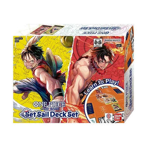 One Piece Card Game Set Sail Deck Set SD-01 box featuring Luffy and Ace.