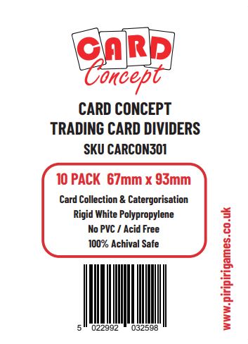 10x Trading Card Dividers (White, Writeable) - Card Concept