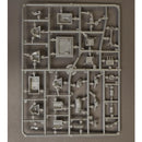 Plastic model kit parts on a gray background