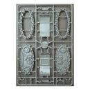 Model kit components on a gray background