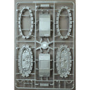 Model kit components on a gray background