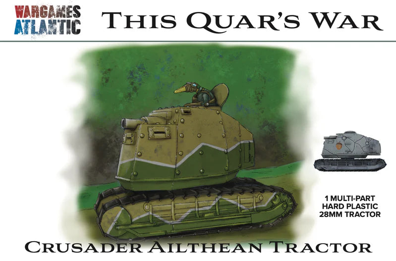 Model tractor with 'Wargames Atlantic' branding and 'This Quar's War' text on a green background.