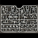 Model kit parts on a black background
