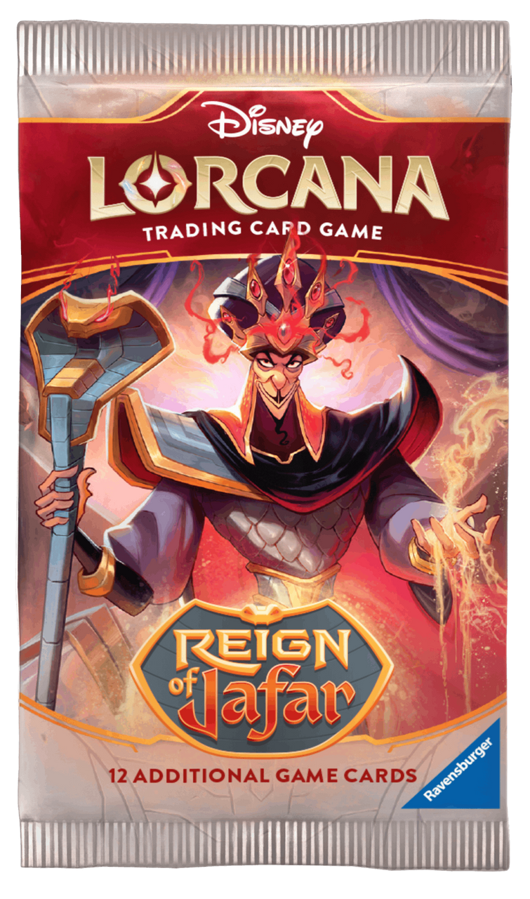 Disney Lorcana Reign of Jafar Set 8 Booster Pack packaging with set artwork.