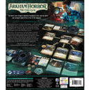 Arkham Horror card game packaging with game components and text