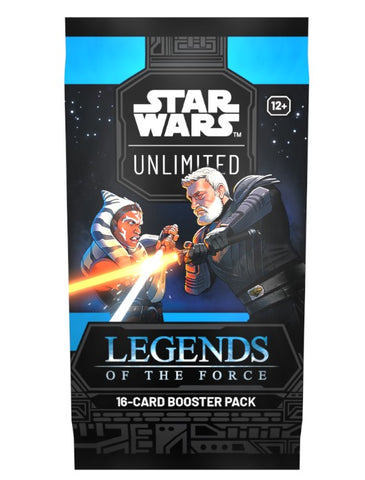 Star Wars Unlimited Legends of the Force booster pack with two characters facing each other.