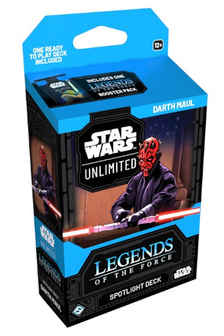 Star Wars Unlimited Legends of the Force Spotlight Deck packaging with Darth Maul on a white background