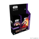 Star Wars Unlimited card game packaging with 'Secrets of Power' edition on a white background