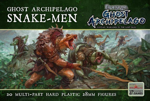 Game box for 'Ghost Archipelago Snake-Men' featuring fantasy artwork and branding.