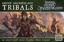 Frostgrave Ghost Archipelago Tribals box set with warrior figures and game branding.