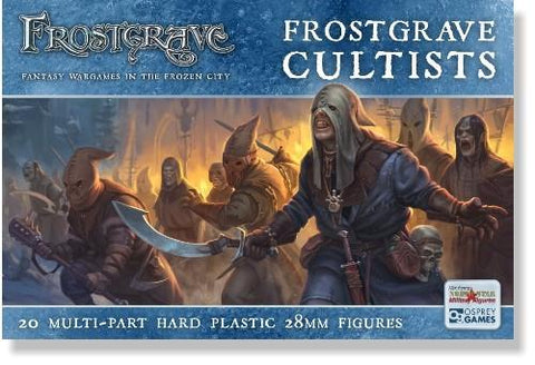 Frostgrave Cultists box set packaging with characters and text