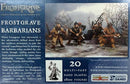 Frostgrave Barbarians box set with figures and text on a blue background