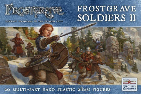Frostgrave Soldiers II box set for fantasy wargames with characters in a snowy landscape.