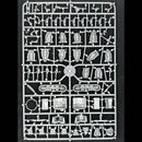Model kit parts on a black background.