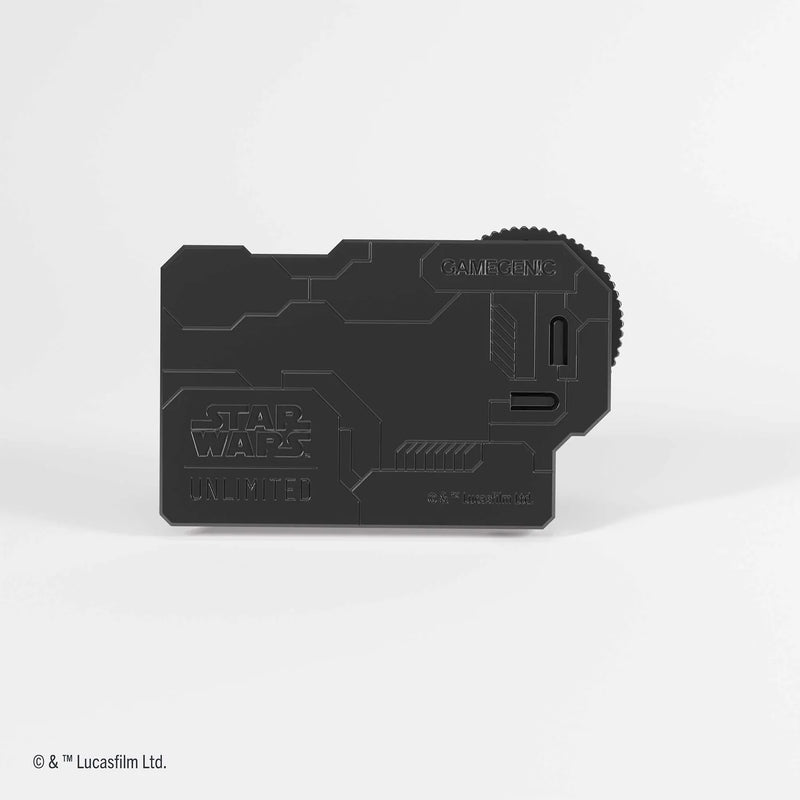 Black cardholder with 'Star Wars' branding on a white background