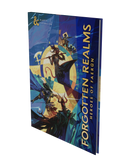 Book titled 'Forgotten Realms: Heroes of Faerun' with fantasy-themed cover on a white background