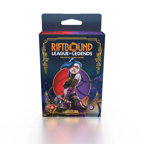 Trading card game box for 'Riftbound League of Legends' with character illustration on a white background