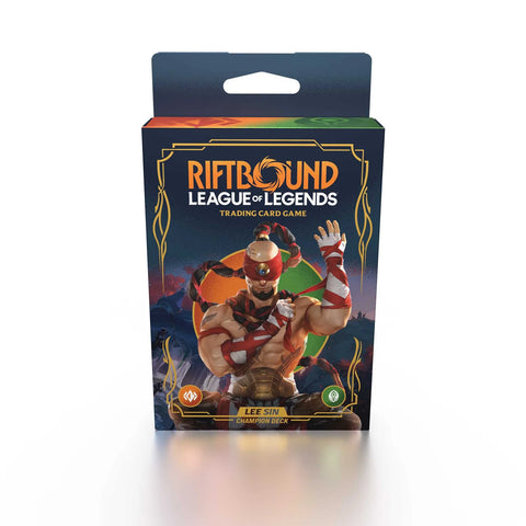 Riftbound League of Legends trading card game packaging with character illustration on a white background