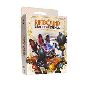 Trading card game box for 'Riftbound League of Legends' with character illustration on a white background